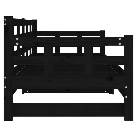vidaXL Pull-out Day Bed without Mattress Black 2x(80x200) cm