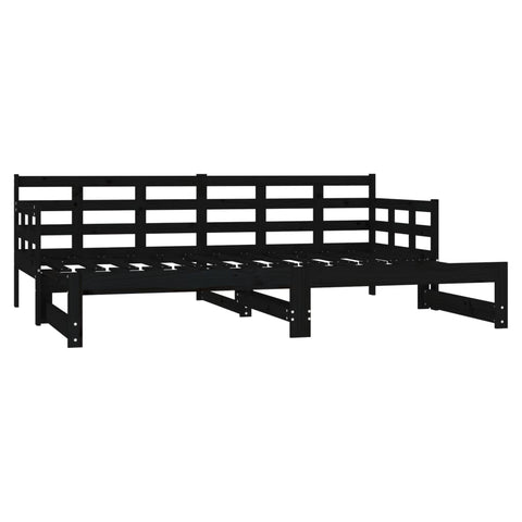 vidaXL Pull-out Day Bed without Mattress Black 2x(80x200) cm