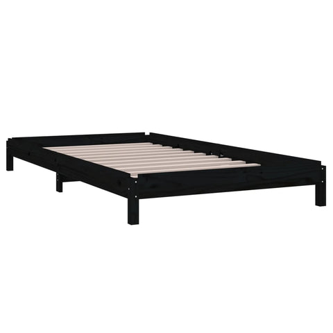 vidaXL Stack Bed without Mattress Black 90x200 cm Solid Wood Pine