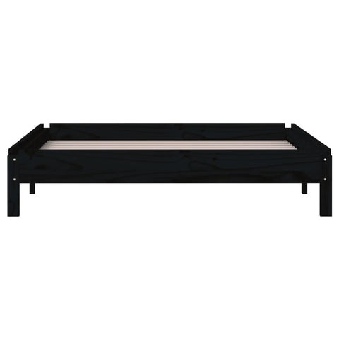 vidaXL Stack Bed without Mattress Black 90x200 cm Solid Wood Pine