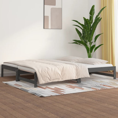 vidaXL Pull-out Day Bed without Mattress Grey 2x(90x200) cm