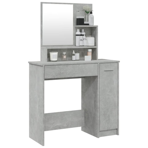 vidaXL Dressing Table with Mirror Concrete Grey 86.5x35x136 cm