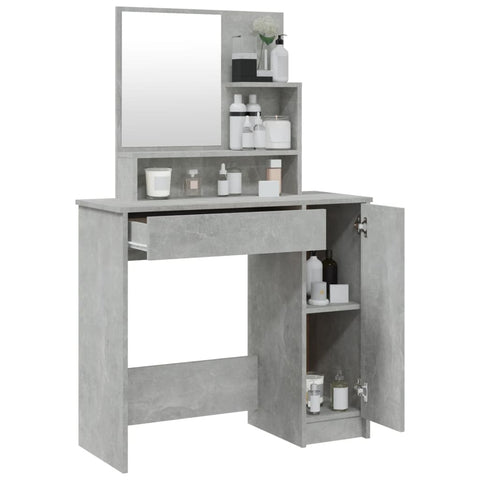 vidaXL Dressing Table with Mirror Concrete Grey 86.5x35x136 cm