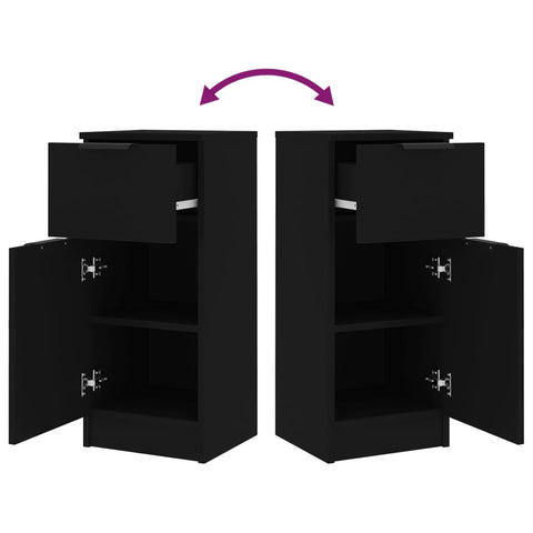 vidaXL Sideboards 2 pcs Black 30x30x70 cm Engineered Wood