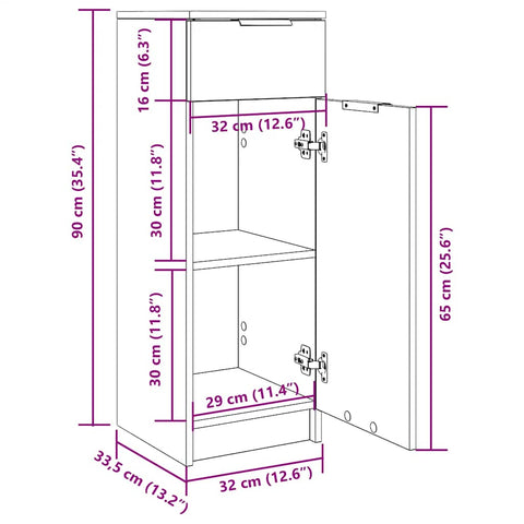 vidaXL Bathroom Cabinet White 32x33.5x90 cm Engineered Wood