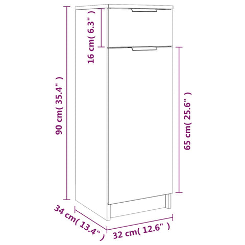 vidaXL Bathroom Cabinet Sonoma Oak 32x34x90 cm Engineered Wood
