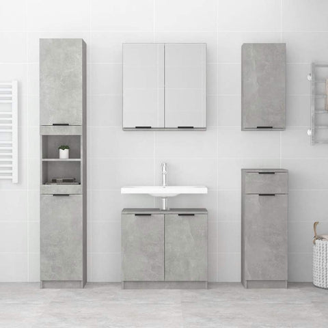 vidaXL Bathroom Cabinet Concrete Grey 64.5x33.5x59 cm Engineered Wood