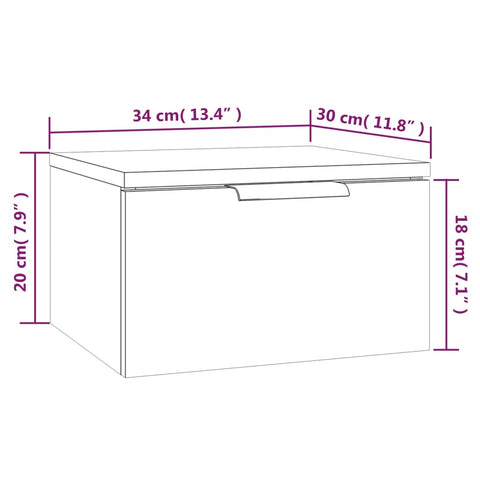 vidaXL Wall-mounted Bedside Cabinet Sonoma Oak 34x30x20 cm