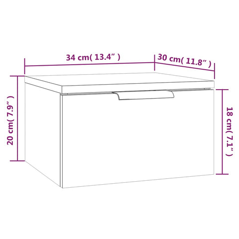 vidaXL Wall-mounted Bedside Cabinet Concrete Grey 34x30x20 cm