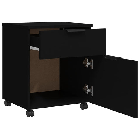 vidaXL Mobile File Cabinet with Wheels Black 45x38x54cm Engineered Wood