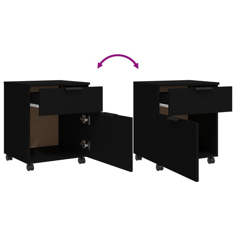 vidaXL Mobile File Cabinet with Wheels Black 45x38x54cm Engineered Wood