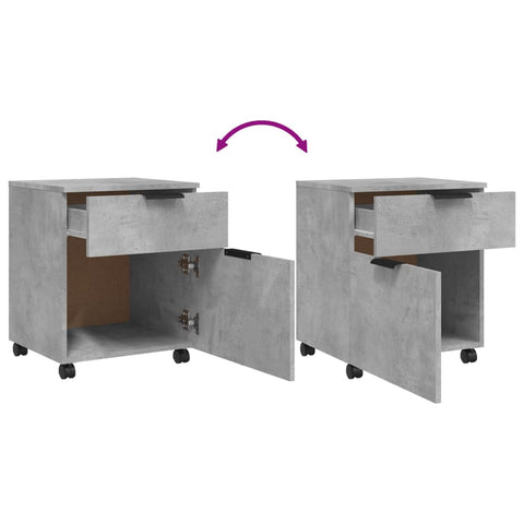 vidaXL Mobile File Cabinet with Wheels Concrete Grey 45x38x54 cm Engineered Wood