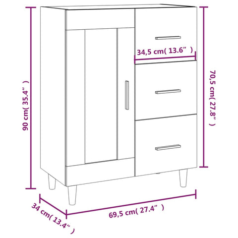 vidaXL Sideboard Sonoma Oak 69,5x34x90 cm Engineered Wood