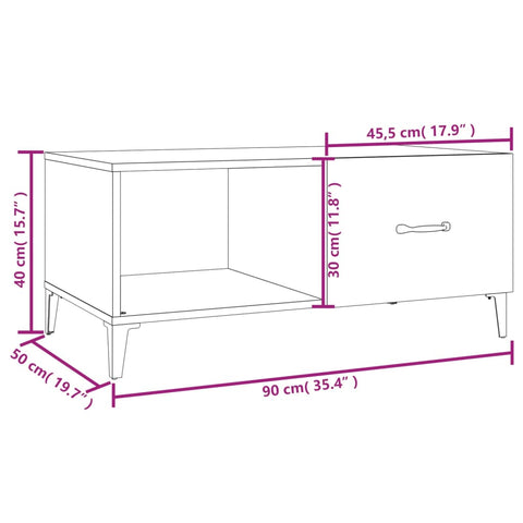 vidaXL Coffee Table White 90x50x40 cm Engineered Wood