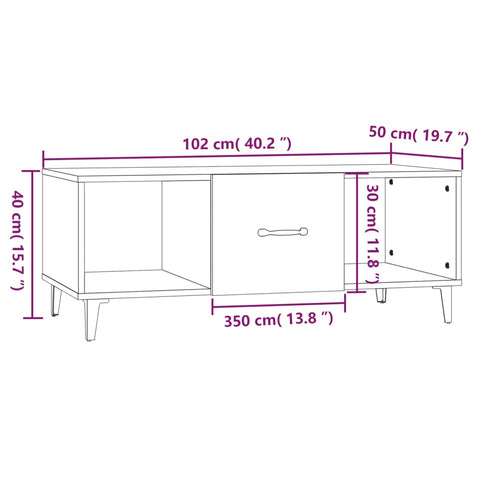 vidaXL Coffee Table White 102x50x40 cm Engineered Wood