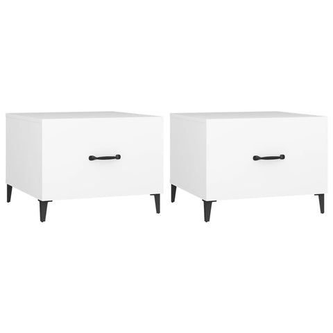vidaXL Coffee Table with Metal Legs 2 pcs White 50x50x40 cm