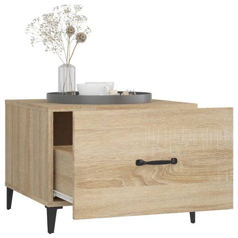 vidaXL Coffee Table with Metal Legs Sonoma Oak 50x50x40 cm