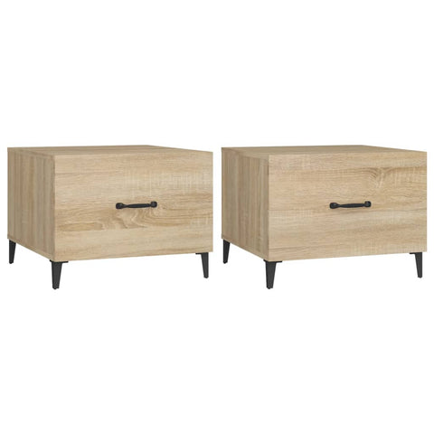 vidaXL Coffee Table with Metal Legs 2 pcs Sonoma Oak 50x50x40 cm
