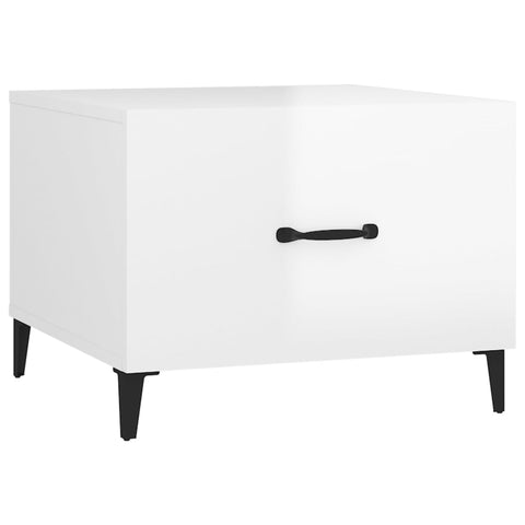 vidaXL Coffee Table with Metal Legs High Gloss White 50x50x40 cm