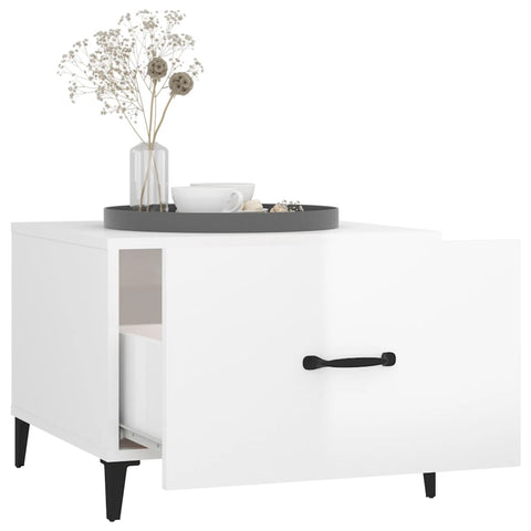 vidaXL Coffee Table with Metal Legs High Gloss White 50x50x40 cm