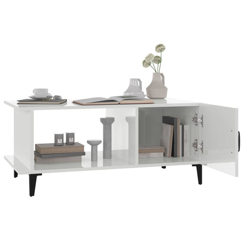 vidaXL Coffee Table High Gloss White 90x50x40 cm Engineered Wood