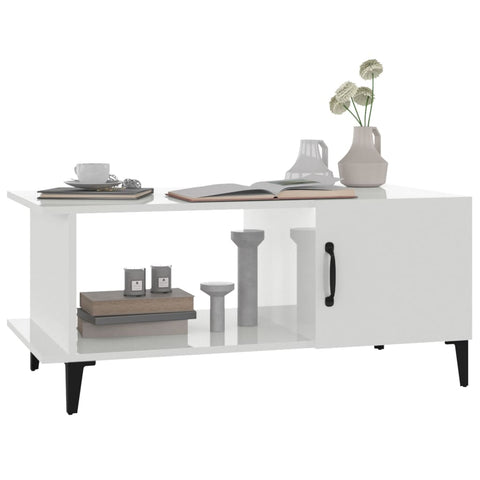 vidaXL Coffee Table High Gloss White 90x50x40 cm Engineered Wood