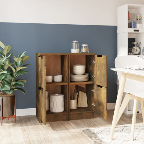 vidaXL Sideboards 2 pcs Smoked Oak 30x30x70 cm Engineered Wood