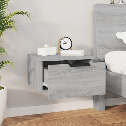 vidaXL Wall-mounted Bedside Cabinet Grey Sonoma 34x30x20 cm