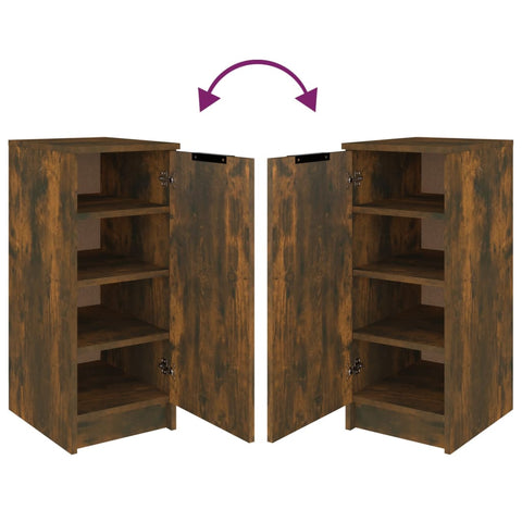 vidaXL Shoe Cabinet Smoked Oak 30x35x70 cm Engineered Wood