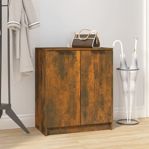 vidaXL Shoe Cabinet Smoked Oak 59x35x70 cm Engineered Wood