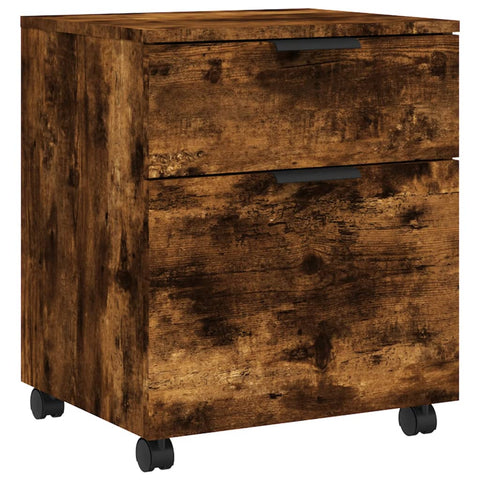 vidaXL Mobile File Cabinet with Wheels Smoked Oak 45x38x54 cm Engineered Wood
