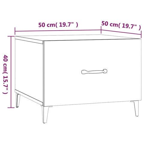 vidaXL Coffee Table with Metal Legs Smoked Oak 50x50x40 cm