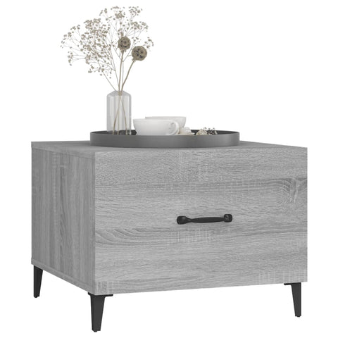 vidaXL Coffee Table with Metal Legs Grey Sonoma 50x50x40 cm