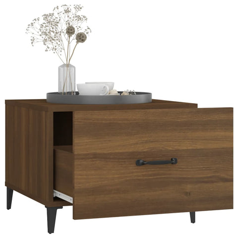 vidaXL Coffee Table with Metal Legs Brown Oak 50x50x40 cm