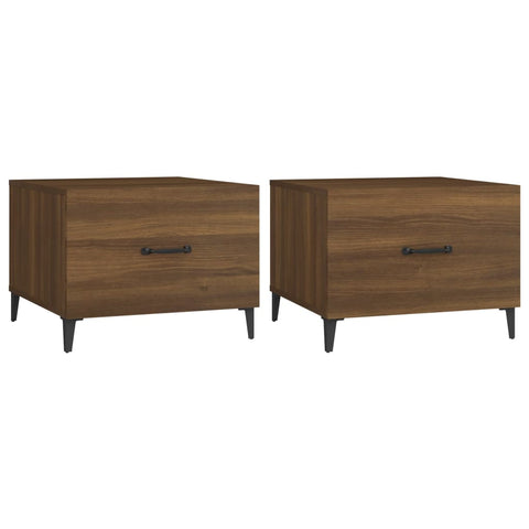 vidaXL Coffee Tables with Metal Legs 2 pcs Brown Oak 50x50x40 cm