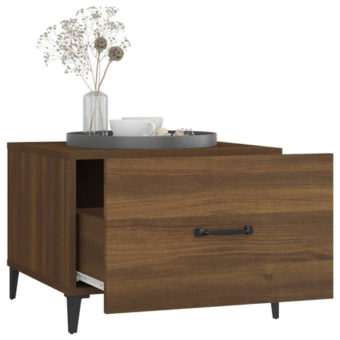 vidaXL Coffee Tables with Metal Legs 2 pcs Brown Oak 50x50x40 cm
