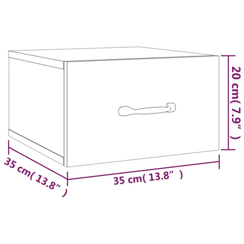 vidaXL Wall-mounted Bedside Cabinet Grey Sonoma 35x35x20 cm