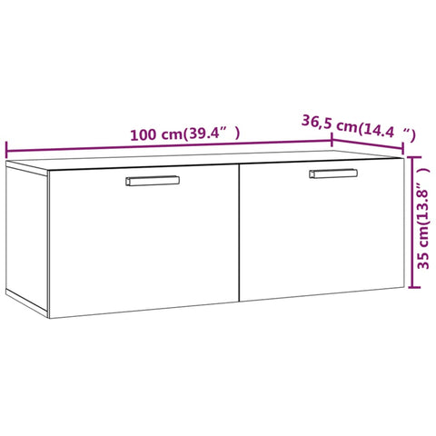 vidaXL Wall Cabinet Brown Oak 100x36.5x35 cm Engineered Wood