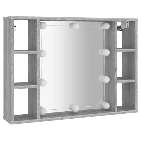 vidaXL Mirror Cabinet with LED Grey Sonoma 76x15x55 cm