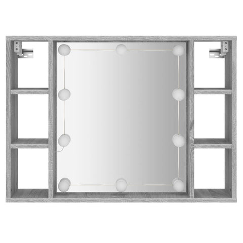vidaXL Mirror Cabinet with LED Grey Sonoma 76x15x55 cm