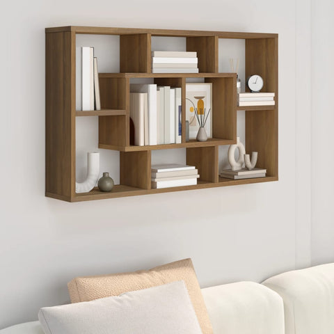 vidaXL Wall Shelf Brown Oak 85x16x52.5 cm Engineered Wood