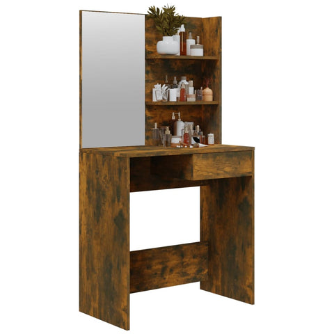 vidaXL Dressing Table with Mirror Smoked Oak 74.5x40x141 cm
