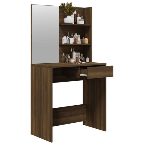 vidaXL Dressing Table with Mirror Brown Oak 74.5x40x141 cm