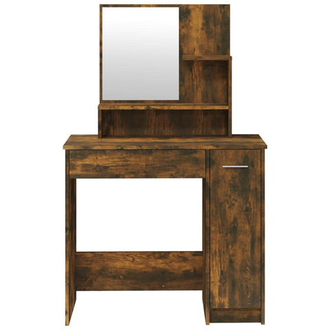 vidaXL Dressing Table with Mirror Smoked Oak 86.5x35x136 cm