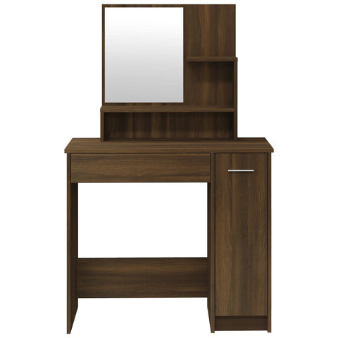 vidaXL Dressing Table with Mirror Brown Oak 86.5x35x136 cm