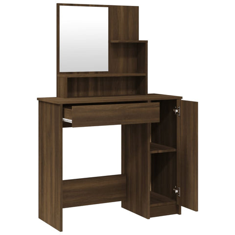 vidaXL Dressing Table with Mirror Brown Oak 86.5x35x136 cm