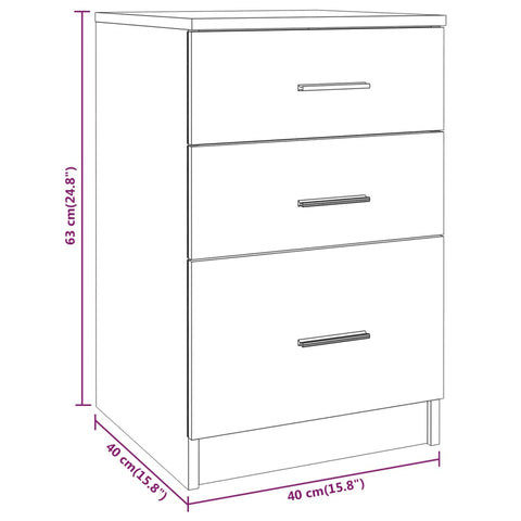 vidaXL Bed Cabinet Grey Sonoma 40x40x63 cm Engineered Wood