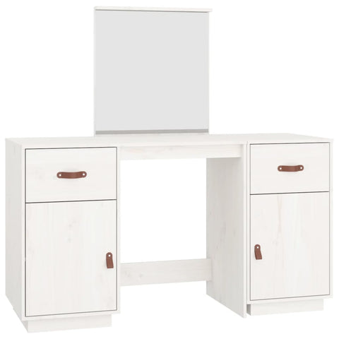 vidaXL Dressing Table Set with a Mirror White Solid Wood Pine
