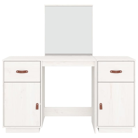 vidaXL Dressing Table Set with a Mirror White Solid Wood Pine
