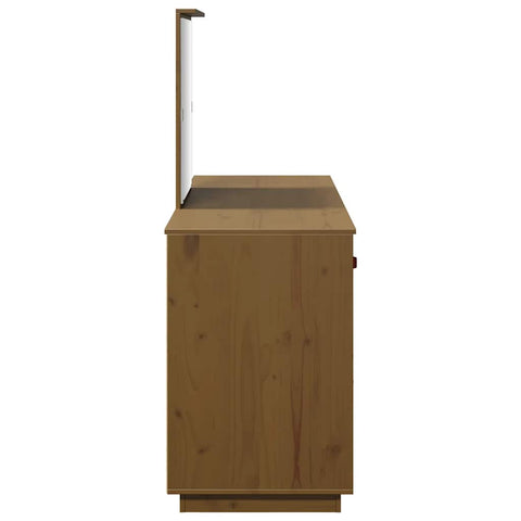 vidaXL Dressing Table Set with a Mirror Honey Brown Solid Wood Pine